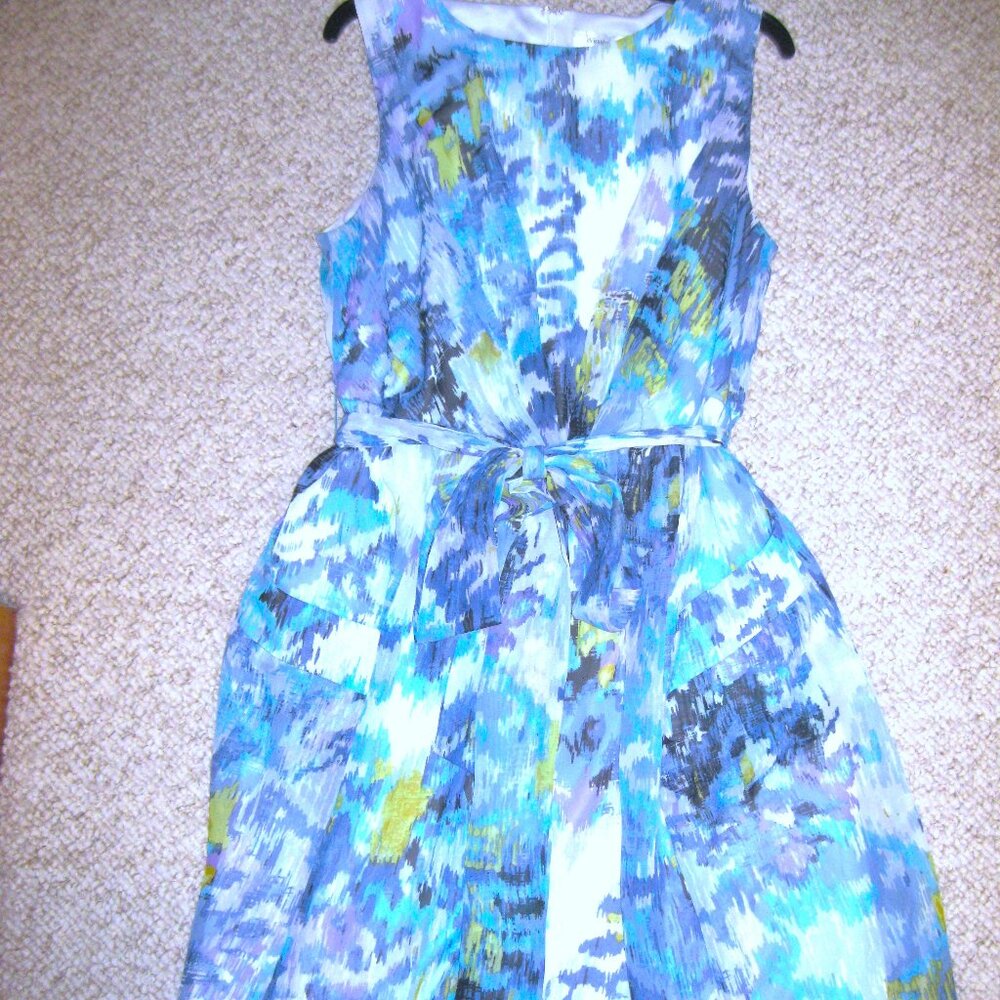 Dress Barn Blue Multi-Color Sleeveless Wrap Dress